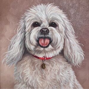 ADORABLE DOG Painting / KATHLEEN KEIL HILL 2003 / 12x16 Inches / FRAMED Artwork